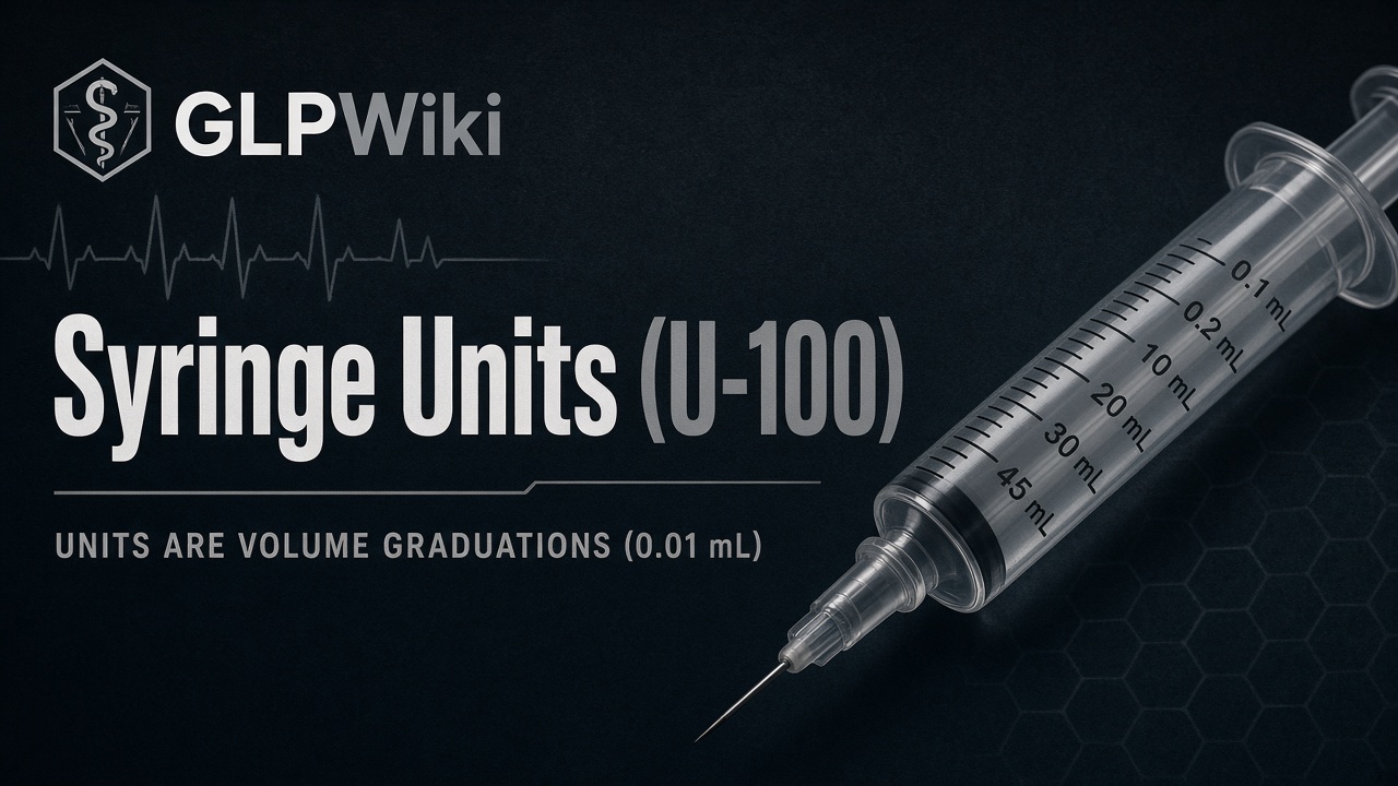 Educational diagram of the graduated unit markings on a U-100 syringe